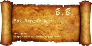 Bak Benjámin névjegykártya