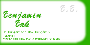 benjamin bak business card